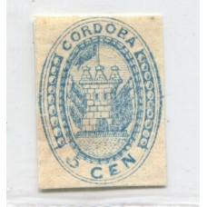 ARGENTINA 1858 GJ 1 CORDOBA COLOR AZUL CLARO NUEVO SIN GOMA MUY BUEN EJEMPLAR FIRMADO POR DON VICTOR KNEITSCHEL U$ 150 DE LUJO Y MUY RARO