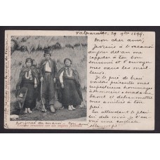 INDIOS ARAUCANOS CACIQUE Y MUJERES CHILE ANTIGUA TARJETA POSTAL