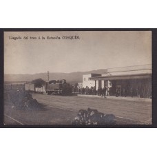 ESTACION DE FERROCARRIL ANTIGUA TARJETA POSTAL COSQUIN CORDOBA TREN