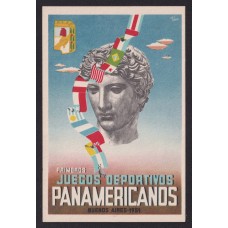 DEPORTES JUEGOS PANAMERICANOS ANTIGUA TARJETA POSTAL 1951 PERONISMO PERON