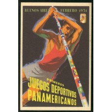 DEPORTES JUEGOS PANAMERICANOS ANTIGUA TARJETA POSTAL 1951 PERONISMO PERON